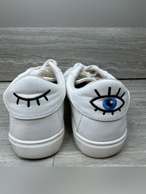 Betsey Johnson Boom White Leather Sneakers Womens Size 9
